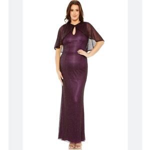 Mac Duggal Sequin Cape Sleeve Gown Amethyst maxi dress size 14 D1